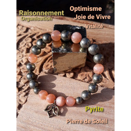 Bracelet en Pyrite & Pierre de Soleil