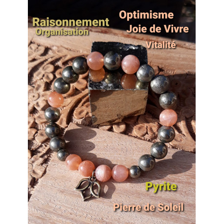 Bracelet en Pyrite & Pierre de Soleil