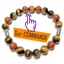 Bracelet en Jaspe Rouge & Oeil de Tigre