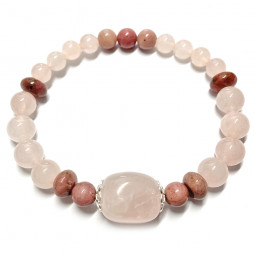 Bracelet en Rhodonite & Quartz Rose