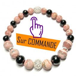 Bracelet en  Rhodochrosite & Shungite