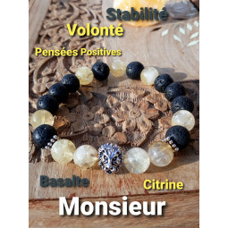 Bracelet en Citrine & Basalte