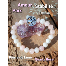 Bracelet en Quartz Rose & Pierre de Lune