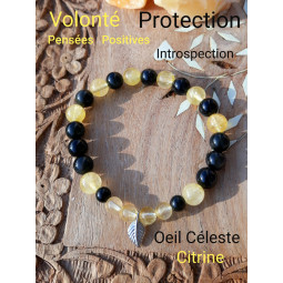 Bracelet en Oeil Céleste & Citrine