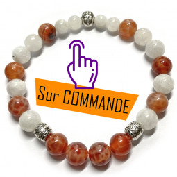 Bracelet en Agate Feu & Pierre de Lune.