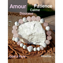 Bracelet en Quartz Rose & Howlite