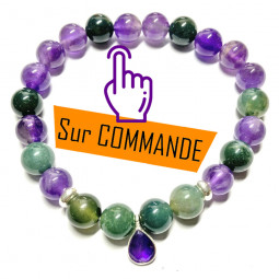 Bracelet en Améthyste & Agate Mousse