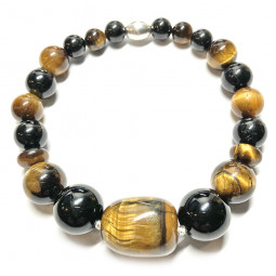 Bracelet en Oeil de Tigre & Tourmaline