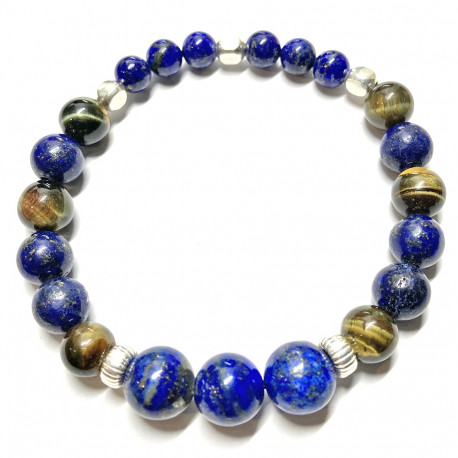 Bracelet en  Lapis-Lazuli & Oeil de Faucon
