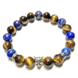 Bracelet en Oeil de Tigre & Lapis-Lazuli