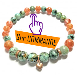 Bracelet en  Chrysocolle &Agate Feu