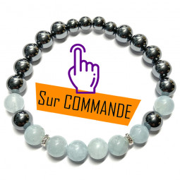 Bracelet en Aigue Marine & Hématite