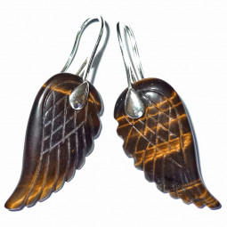 Boucles d'Oreilles en Oeil de Tigre & Argent