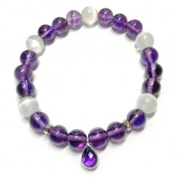 Bracelet  en Améthyste & Sélénite