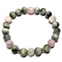 Bracelet en Oeil de Chat & Kunzite