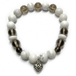 Bracelet Howlite & Quartz Fumé