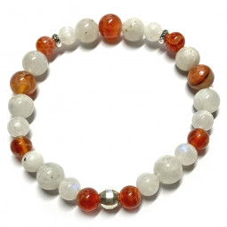 Bracelet en Agate Feu & Pierre de Lune.