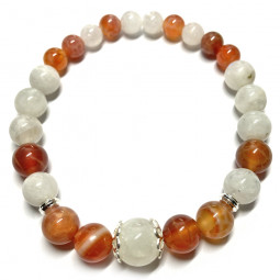Bracelet en Agate Feu & Pierre de Lune.
