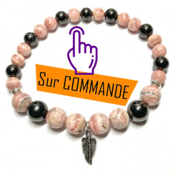 Bracelet en  Rhodochrosite & Shungite