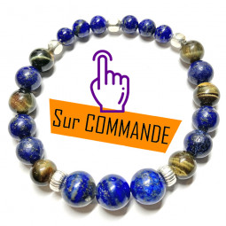 Bracelet en  Lapis-Lazuli & Oeil de Faucon