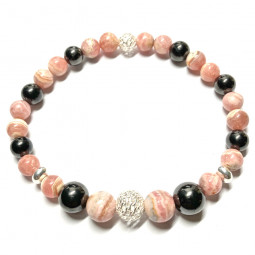 Bracelet en  Rhodochrosite & Shungite