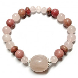 Bracelet en Rhodonite & Quartz Rose
