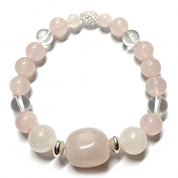 Bracelet en Quartz Rose & Cristal de Roche