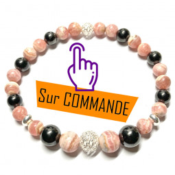 Bracelet en  Rhodochrosite & Shungite