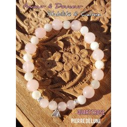 Bracelet en Quartz Rose & Pierre de Lune