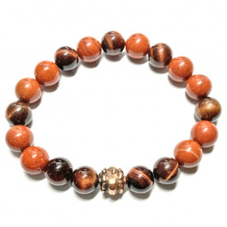 Bracelet en Jaspe Rouge & Oeil de Taureau