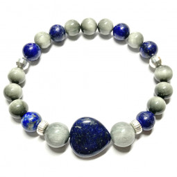 Bracelet en Lapis Lazuli & Oeil de Chat