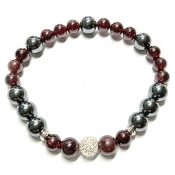 Bracelet Grenat & Hématite Vibrations Cristallines