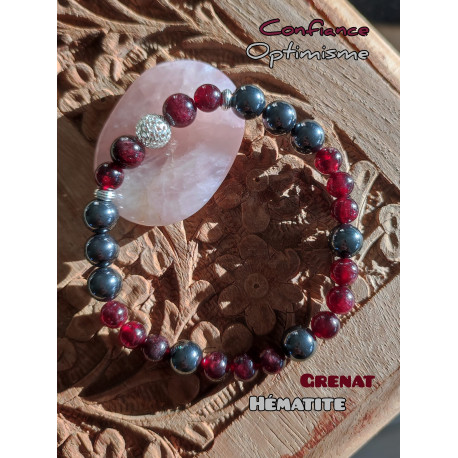 Bracelet Grenat & Hématite Vibrations Cristallines