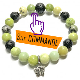 Bracelet en Chrysoprase & Basalte