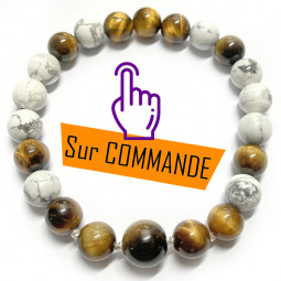 Bracelet en Oeil de Tigre & Howlite