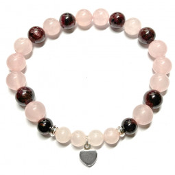 Bracelet en Grenat & Quartz Rose
