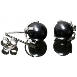 Boucles d'Oreilles en Shungite & Argent - 6mm