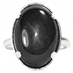 Bague Argent & Obsidienne Oeil Céleste