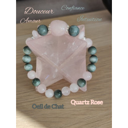 Bracelet en Quartz Rose & Oeil de Chat