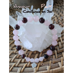 Bracelet en Grenat & Quartz Rose