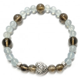 Bracelet en Aigue Marine & Quartz Fumé