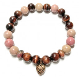 Bracelet Rhodonite & Oeil de Taureau Vibrations Cristallines