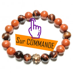 Bracelet en Jaspe Rouge & Oeil de Taureau