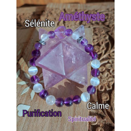 Bracelet  en Améthyste & Sélénite