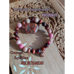 Bracelet Rhodonite & Oeil de Taureau Vibrations Cristallines