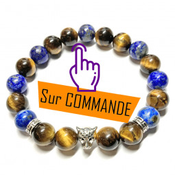 Bracelet en Oeil de Tigre & Lapis-Lazuli