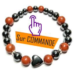 Bracelet en Jaspe Rouge & Hématite