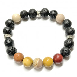 Bracelet en Jaspe Mokaïte & Basalte