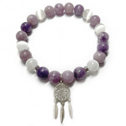 Bracelet en Lépidolite & Sélénite