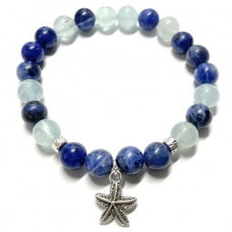 Bracelet en Aigue Marine & Sodalite Vibrations Cristallines